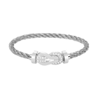 [Clover Jewelry]CHANCE LARGE 8 FIGURE BUCKLE HALF DIAMOND BRACELET SILVER