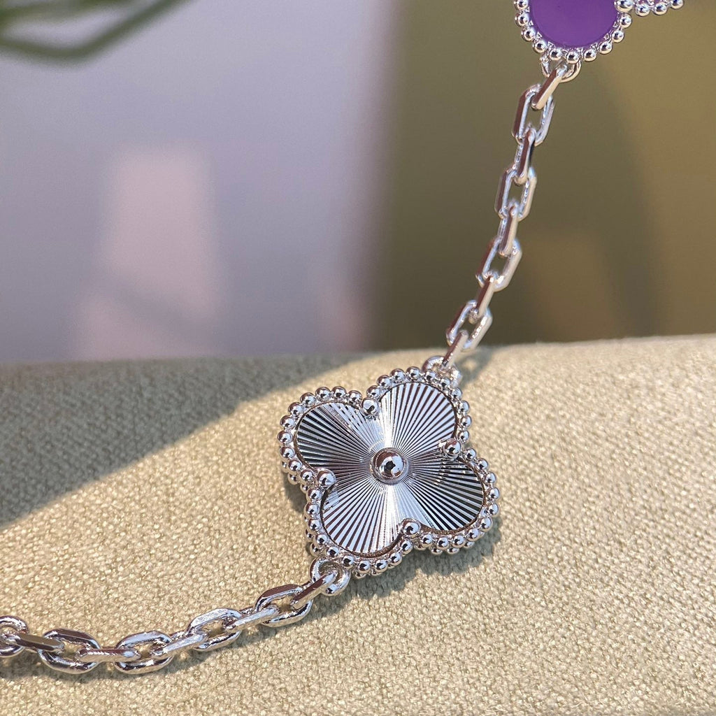 [Clover Jewelry]CLOVER  5 MOTIFS  PURPLE VIOLET BRACELET SILVER