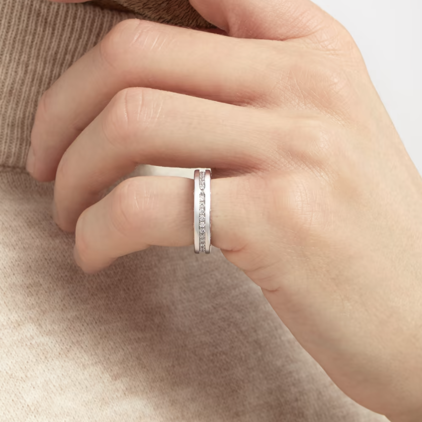 [Clover Jewelry]ZERO 1 ONE-BAND PAVED DIAMONDS AM SPIRALRING