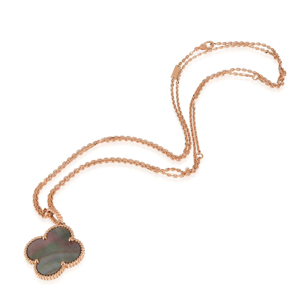 [Clover Jewelry]CLOVER 25MM GOLD DUNKEL MOP GROSSE KLEEB LILIE HALSKETTE