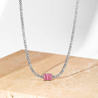 [Clover Jewelry]2.0 Karat aufwendige Smaragdschliff-Halskette