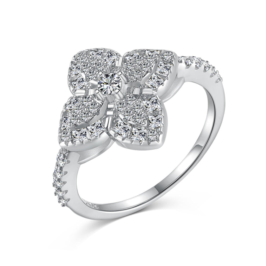 [Clover Jewelry]豪華なカラフルフラワー型バンケットリング