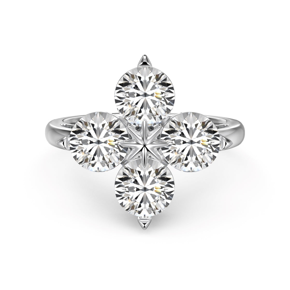 [Clover Jewelry]Vierblättriges Kleeblatt Achtzackiger Stern Ring