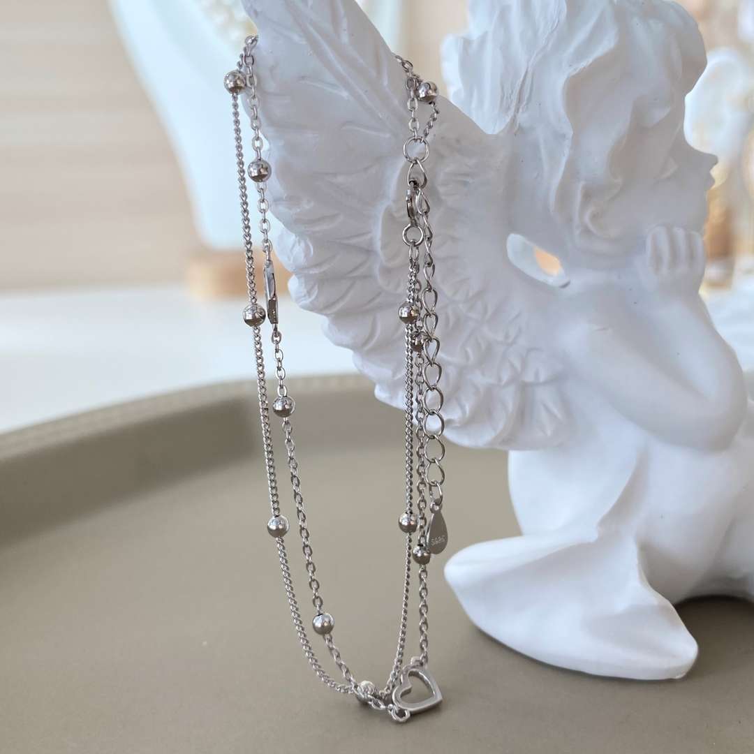 [Clover Jewelry]Zierliches doppellagiges Liebesherz-Armband