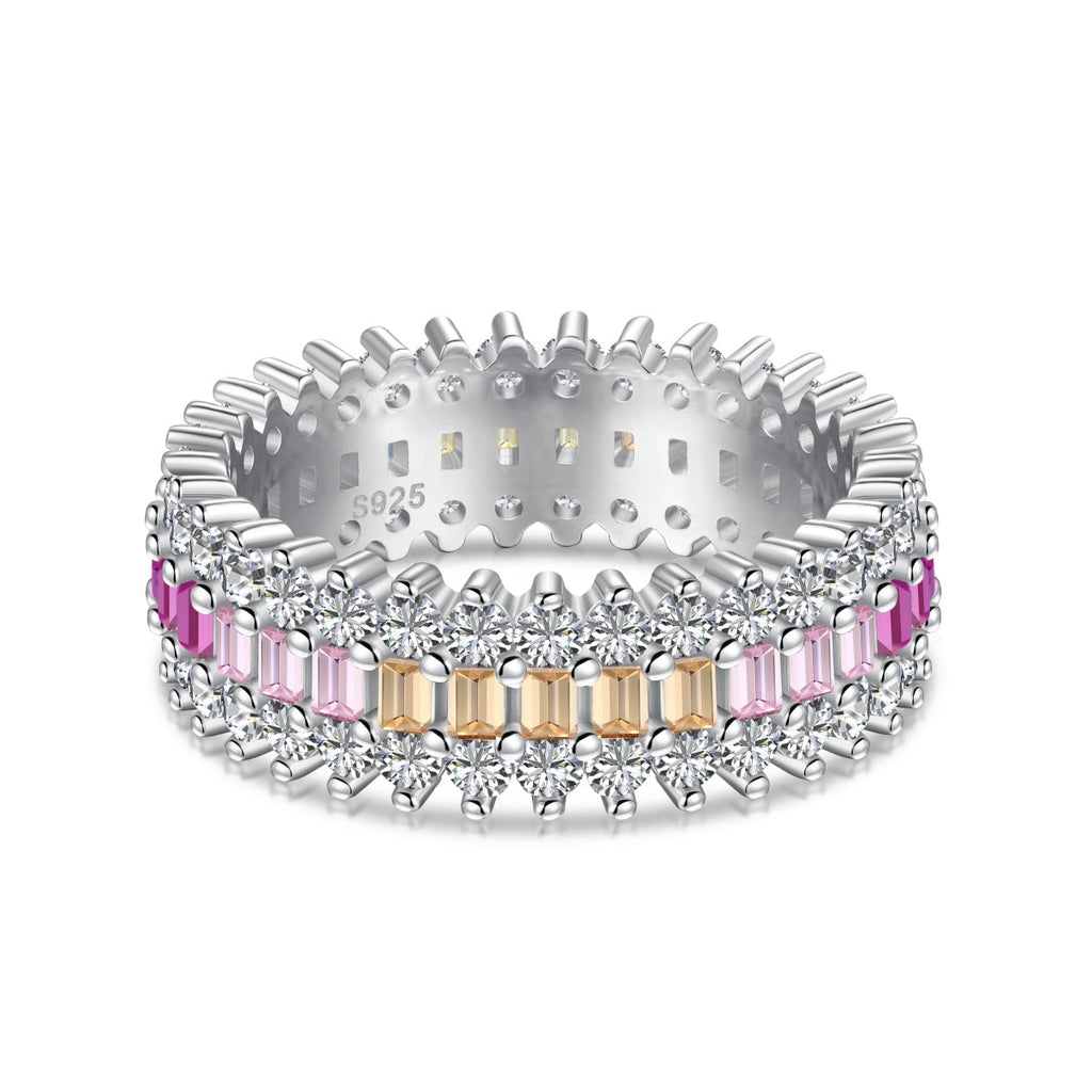 [Clover Jewelry]華やかなカラフルラディアントカットデイリーリング