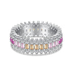 [Clover Jewelry]華やかなカラフルラディアントカットデイリーリング
