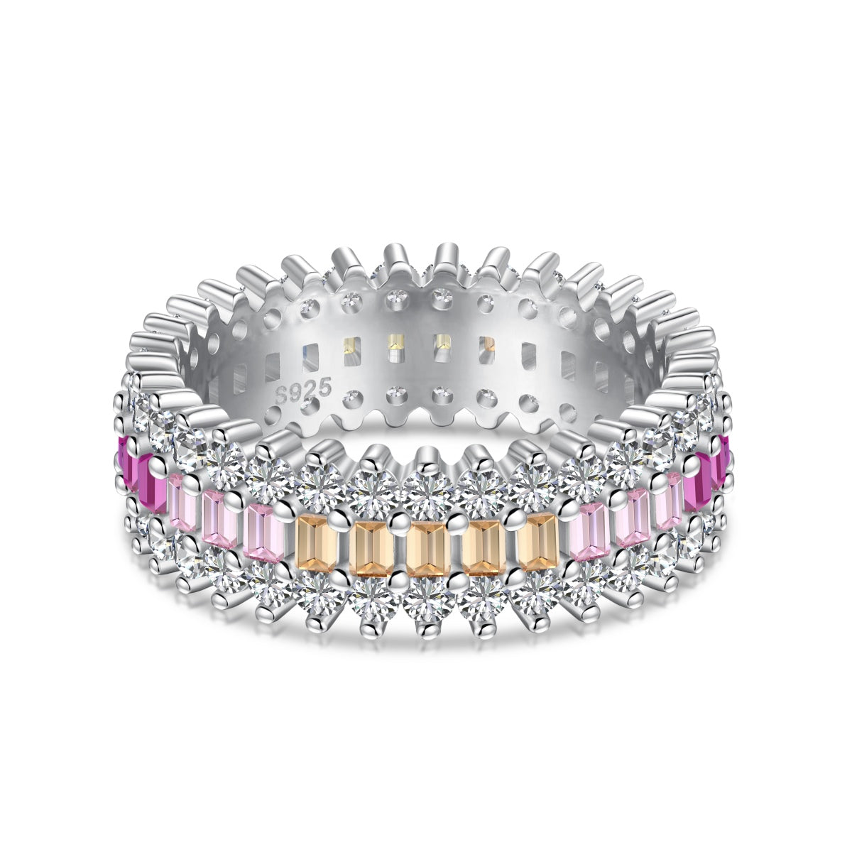 [Clover Jewelry]華やかなカラフルラディアントカットデイリーリング