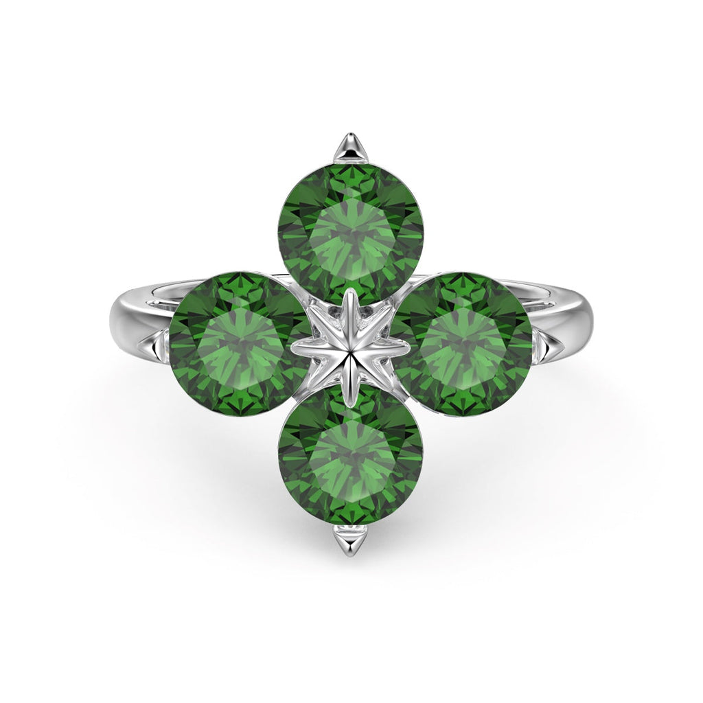 [Clover Jewelry]Vierblättriges Kleeblatt Achtzackiger Stern Ring
