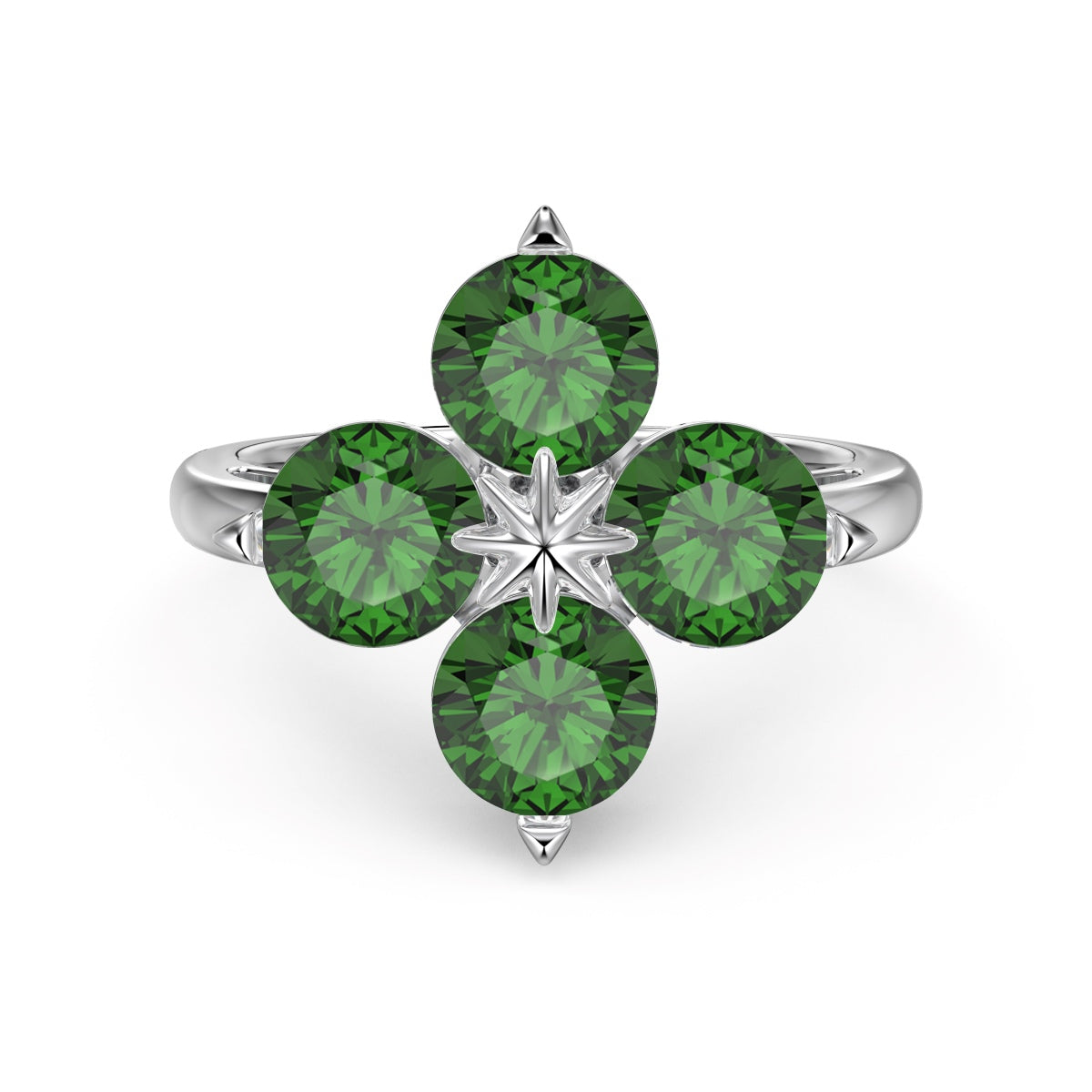 [Clover Jewelry]Vierblättriges Kleeblatt Achtzackiger Stern Ring