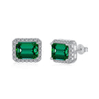 [Clover Jewelry]ラグジュアリーな上品なエメラルドカットバンケットイヤリング
