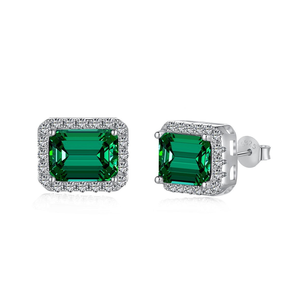 [Clover Jewelry]ラグジュアリーな上品なエメラルドカットバンケットイヤリング
