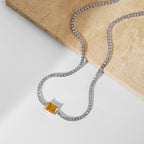 [Clover Jewelry]2.0 Karat aufwendige Smaragdschliff-Halskette