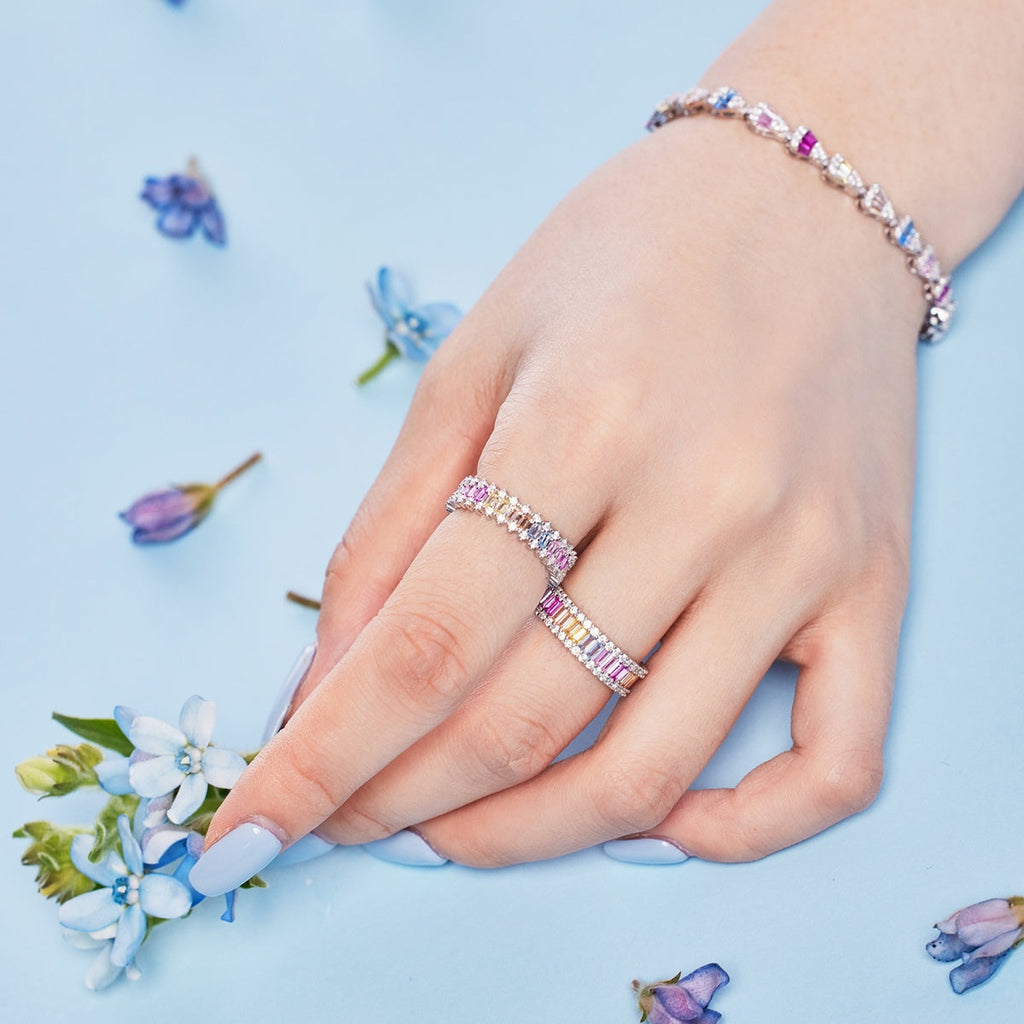[Clover Jewelry]デイリーリング | 万華鏡のようなエメラルドカット