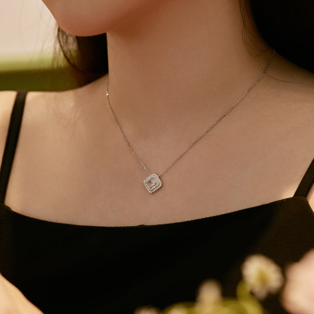 [Clover Jewelry]Funkelnde Asscher-Schliff Halskette