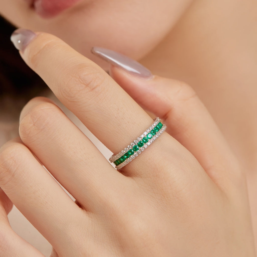 [Clover Jewelry]繊細なカラフルラウンドカットデイリーリング