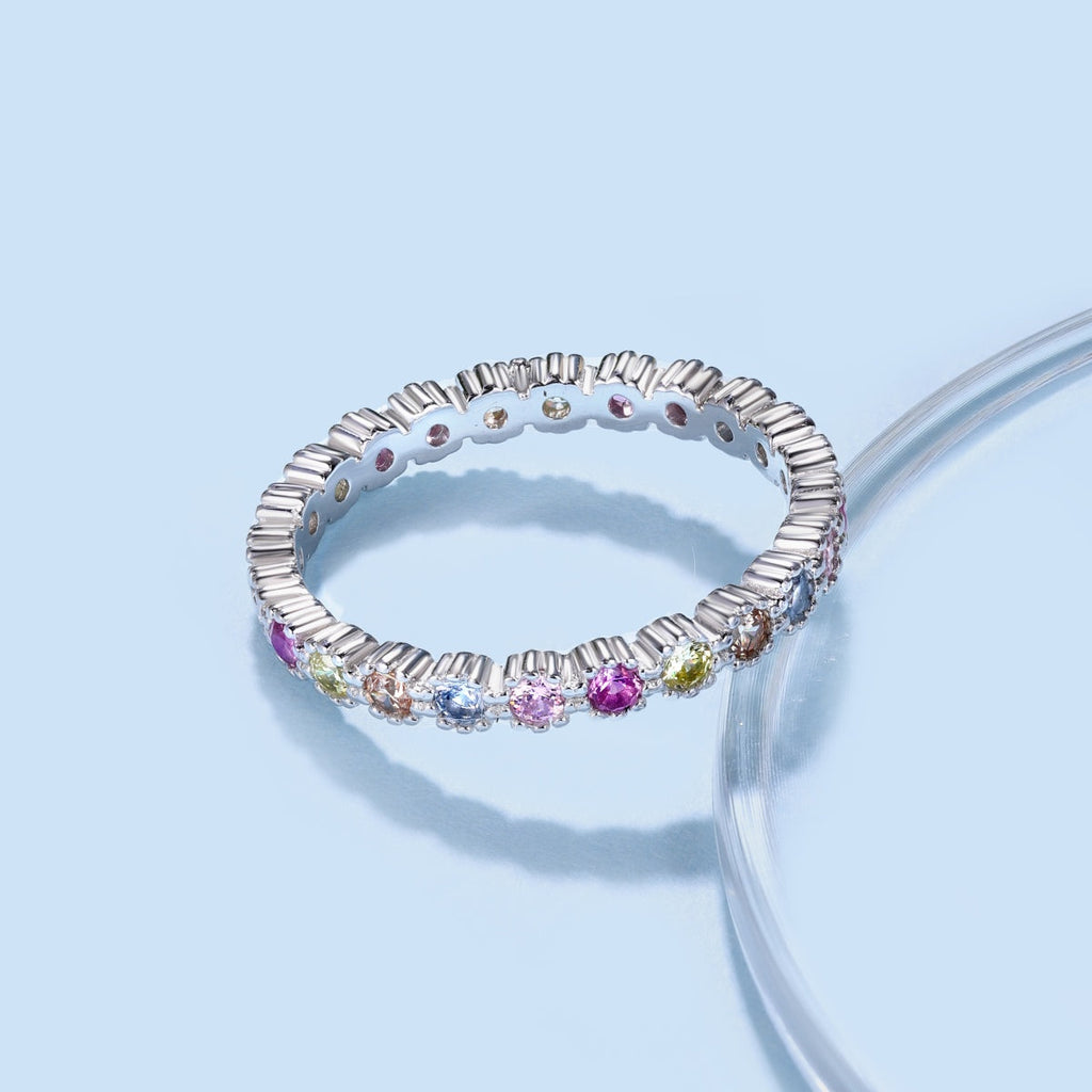 [Clover Jewelry] 絶妙なカラフルラウンドカットパーティーリング