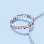 [Clover Jewelry] 絶妙なカラフルラウンドカットパーティーリング