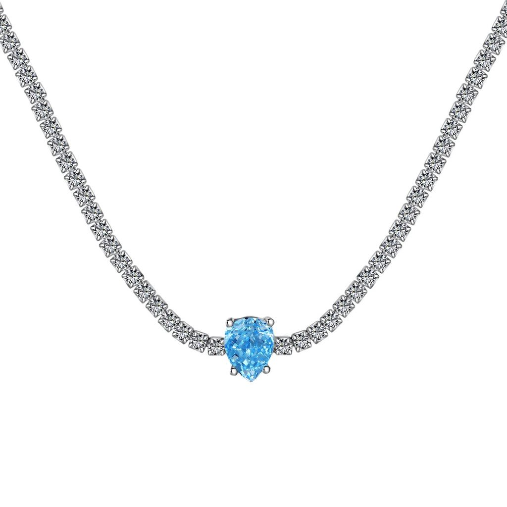 [Clover Jewelry]1.0カラット ユニーク ペアカット テニスネックレス