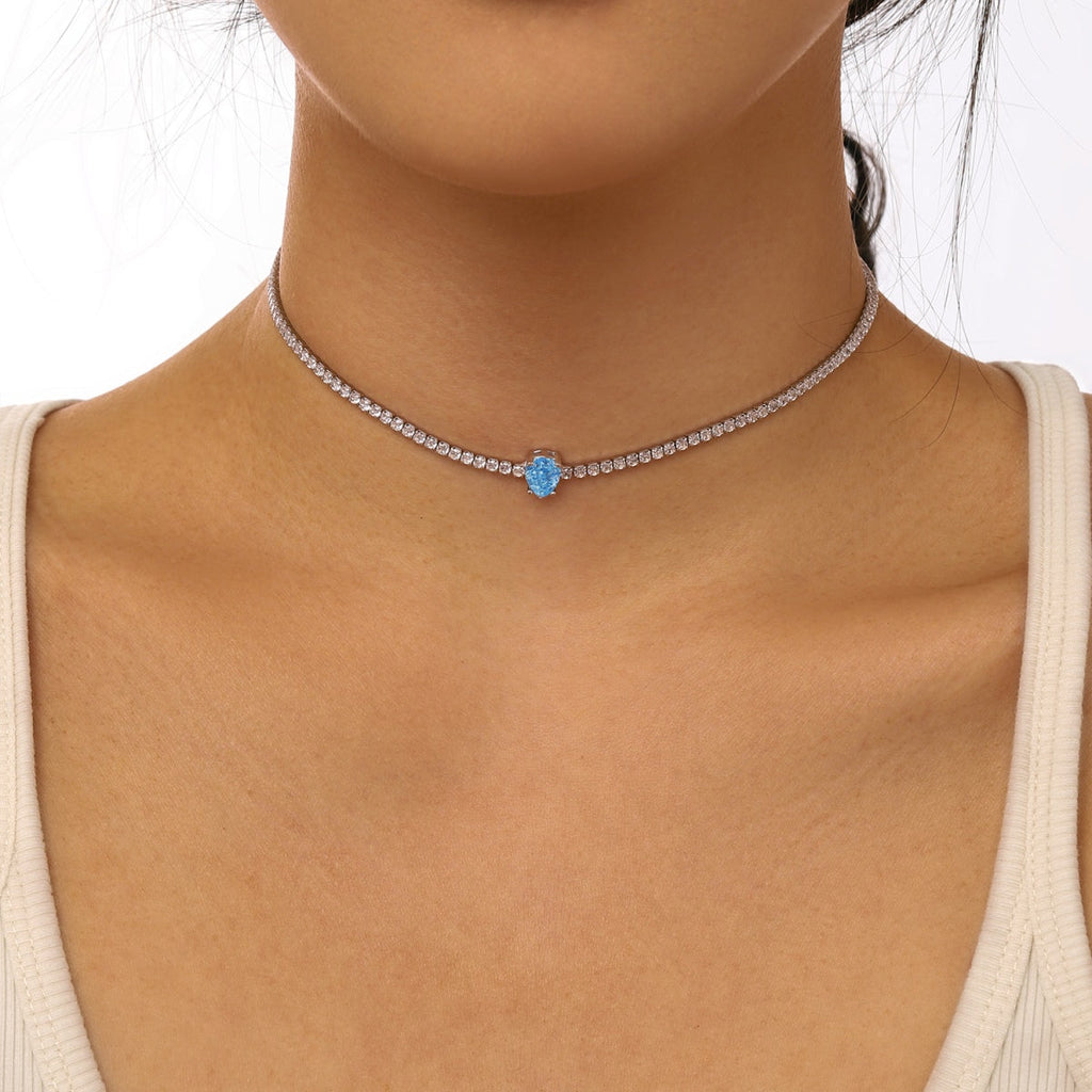 [Clover Jewelry]1.0カラット ユニーク ペアカット テニスネックレス