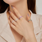 [Clover Jewelry]繊細なカラフルラウンドカットデイリーリング