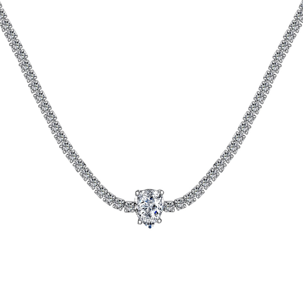 [Clover Jewelry]1.0カラット ユニーク ペアカット テニスネックレス