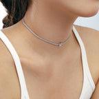 [Clover Jewelry]1.0カラット ユニーク ペアカット テニスネックレス
