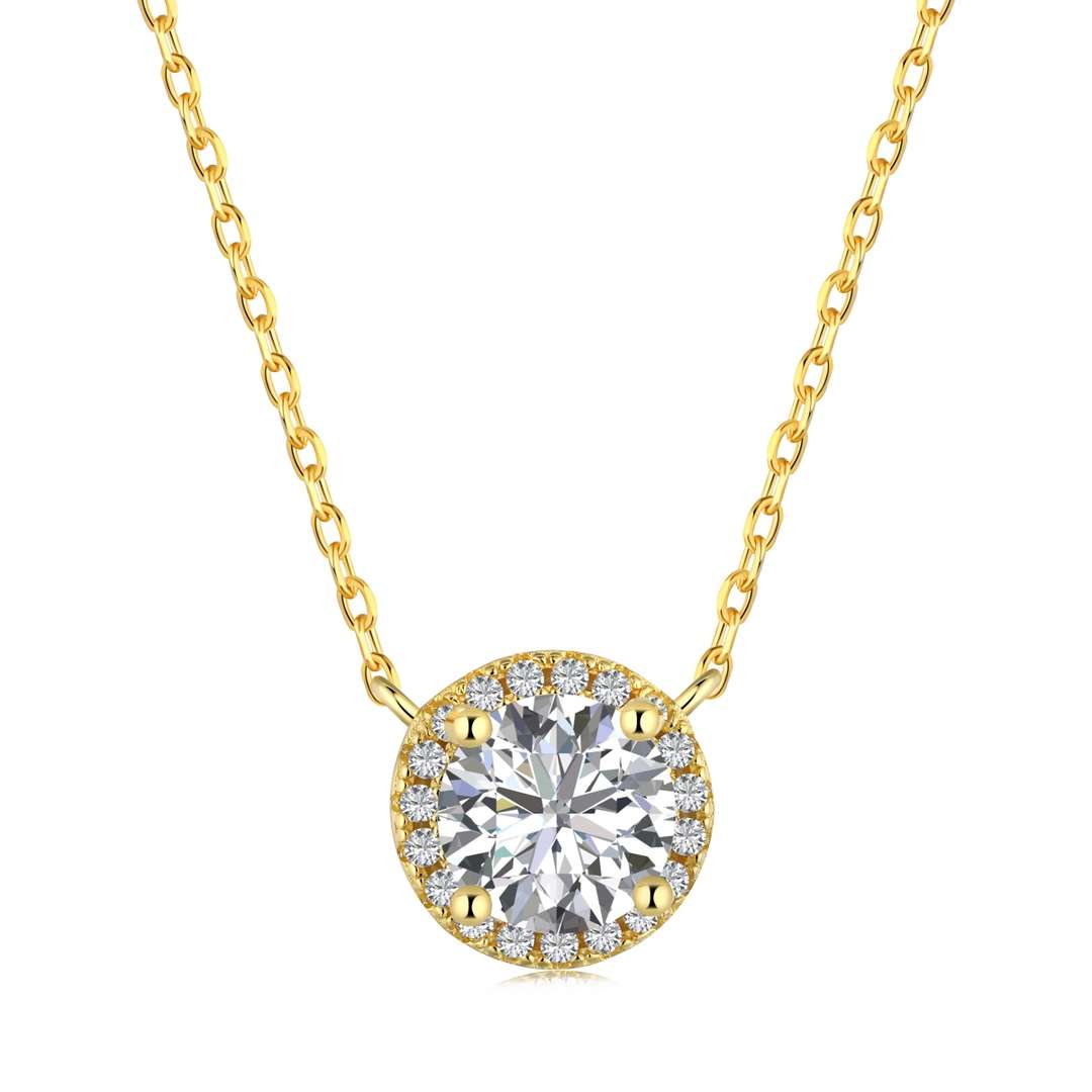 [Clover Jewelry]Luxuriöse Halskette mit Rundschliff