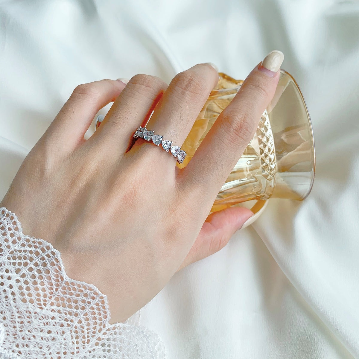 [Clover Jewelry]0.25カラット ラディアントロマンス ハートカット ラバーリング