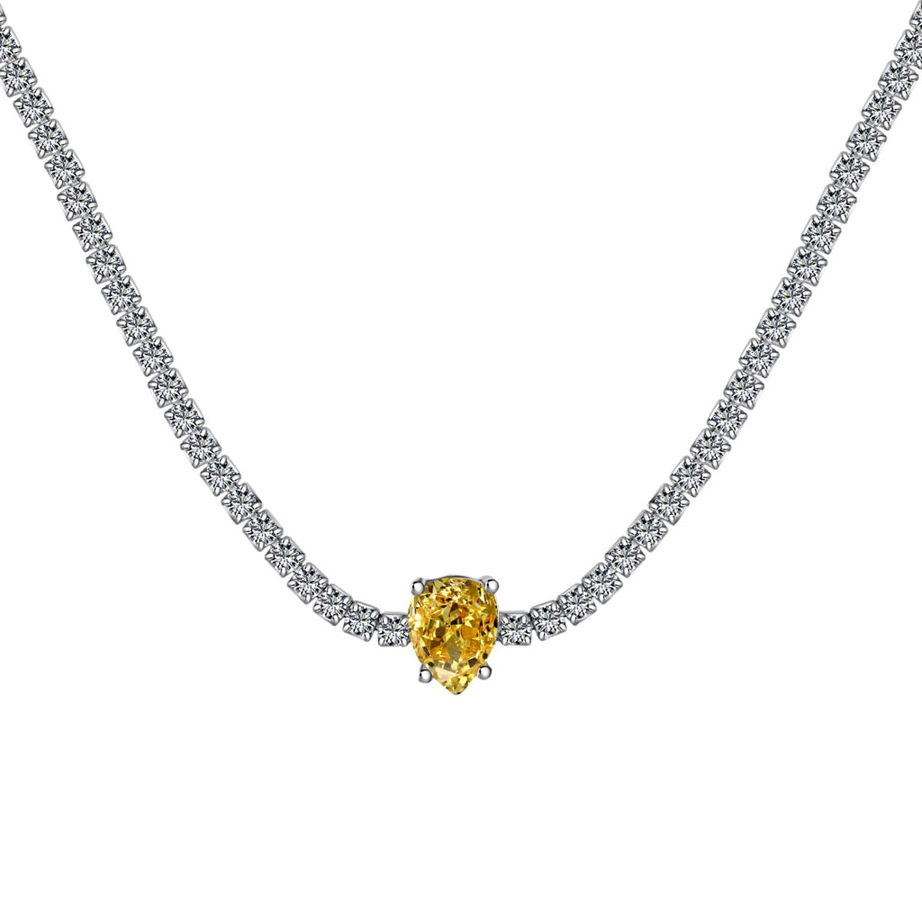 [Clover Jewelry]1.0カラット ユニーク ペアカット テニスネックレス