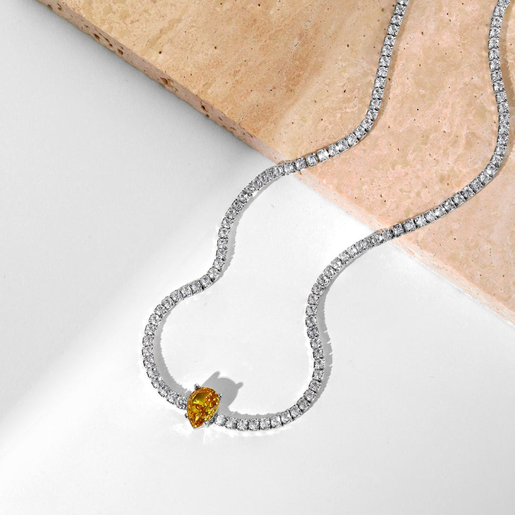 [Clover Jewelry]1.0カラット ユニーク ペアカット テニスネックレス