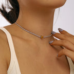 [Clover Jewelry]1.0カラット ユニーク ペアカット テニスネックレス