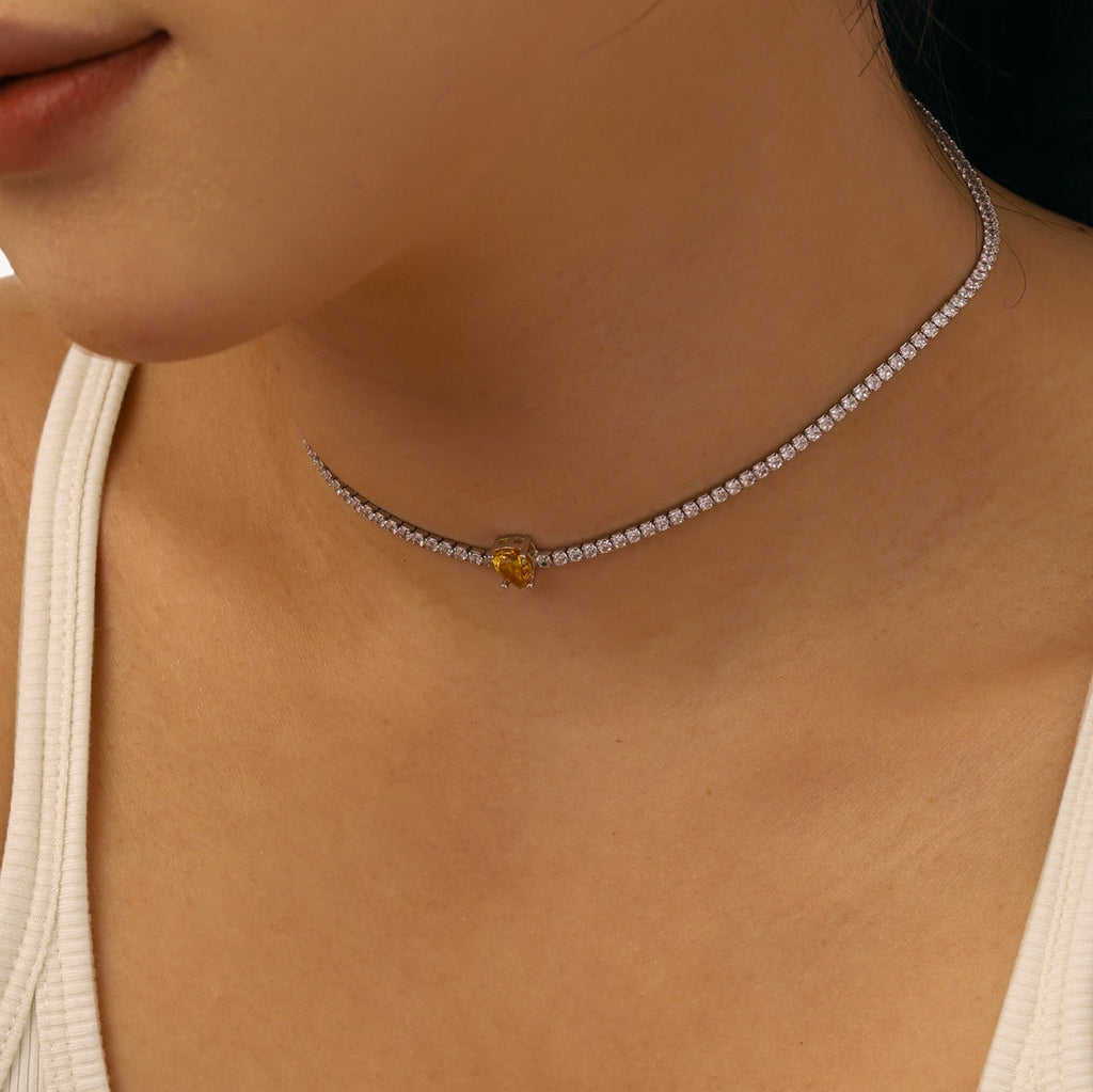 [Clover Jewelry]1.0カラット ユニーク ペアカット テニスネックレス