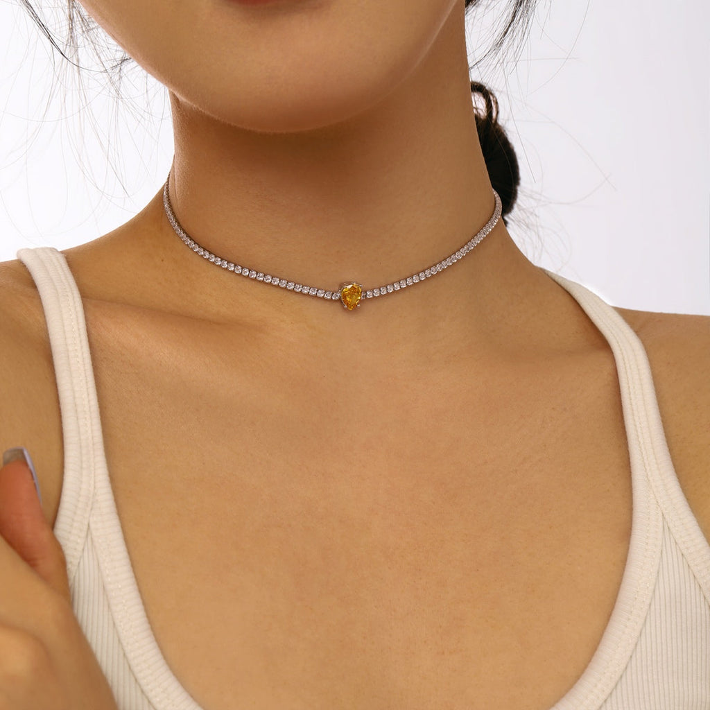 [Clover Jewelry]1.0カラット ユニーク ペアカット テニスネックレス