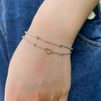 [Clover Jewelry]Zierliches doppellagiges Liebesherz-Armband