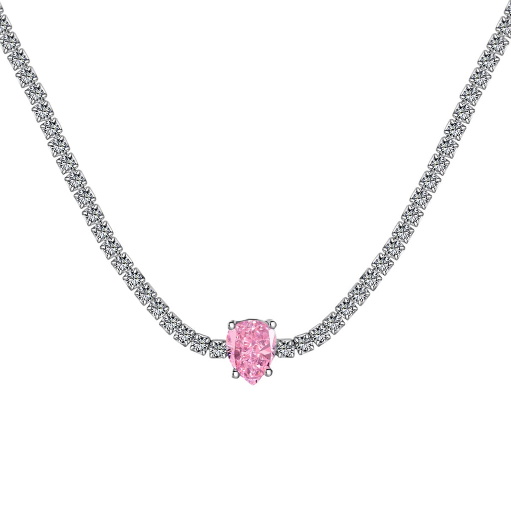 [Clover Jewelry]1.0カラット ユニーク ペアカット テニスネックレス