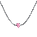 [Clover Jewelry]1.0カラット ユニーク ペアカット テニスネックレス