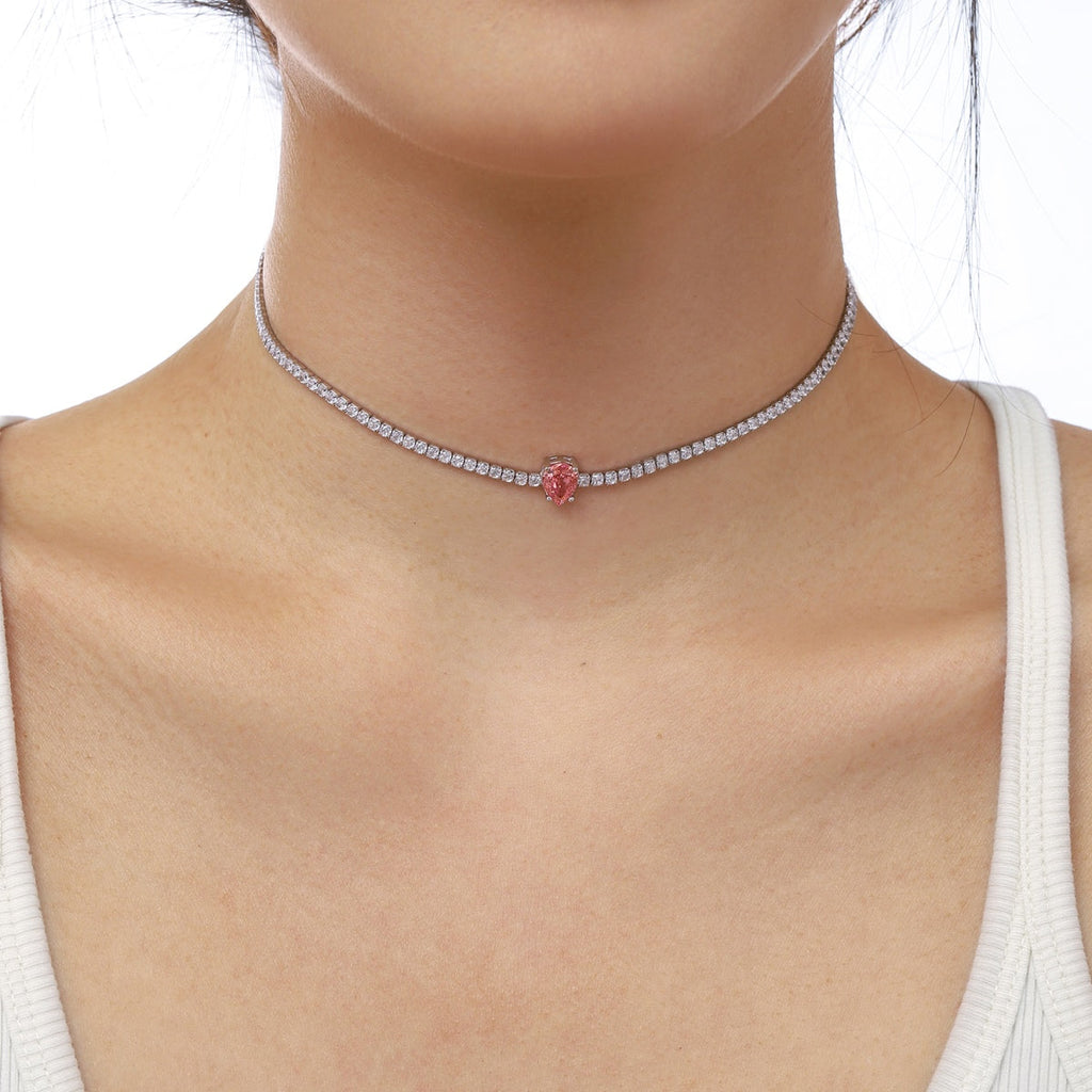 [Clover Jewelry]1.0カラット ユニーク ペアカット テニスネックレス