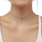 [Clover Jewelry]1.0カラット ユニーク ペアカット テニスネックレス