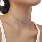 [Clover Jewelry]1.0カラット ユニーク ペアカット テニスネックレス