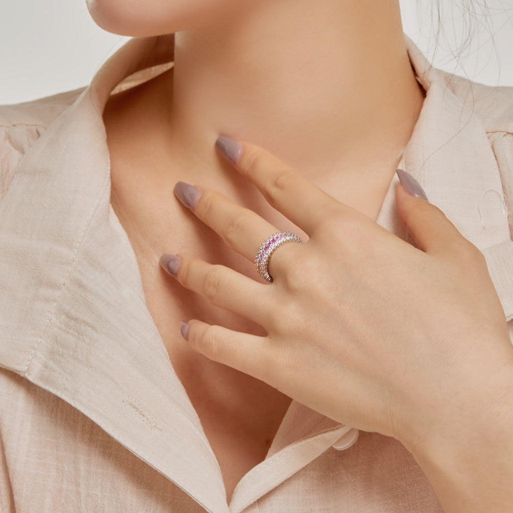 [Clover Jewelry]華やかなカラフルラディアントカットデイリーリング