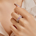 [Clover Jewelry]華やかなカラフルラディアントカットデイリーリング