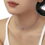 [Clover Jewelry]煌めくピンクのハートフラワーネックレス