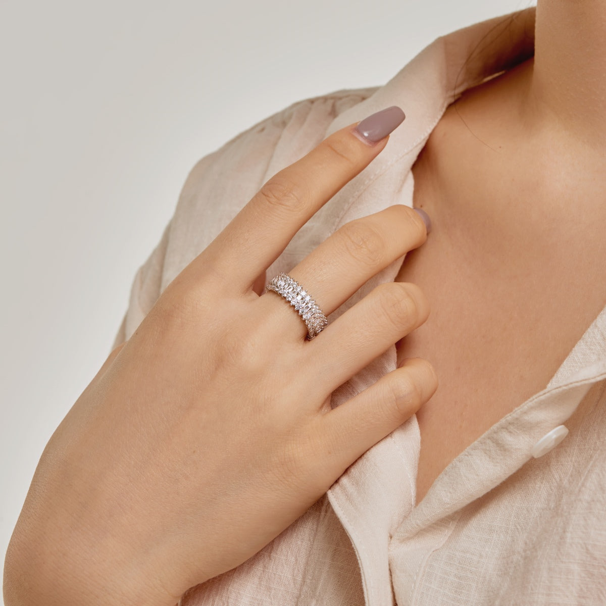 [Clover Jewelry]華やかなカラフルラディアントカットデイリーリング