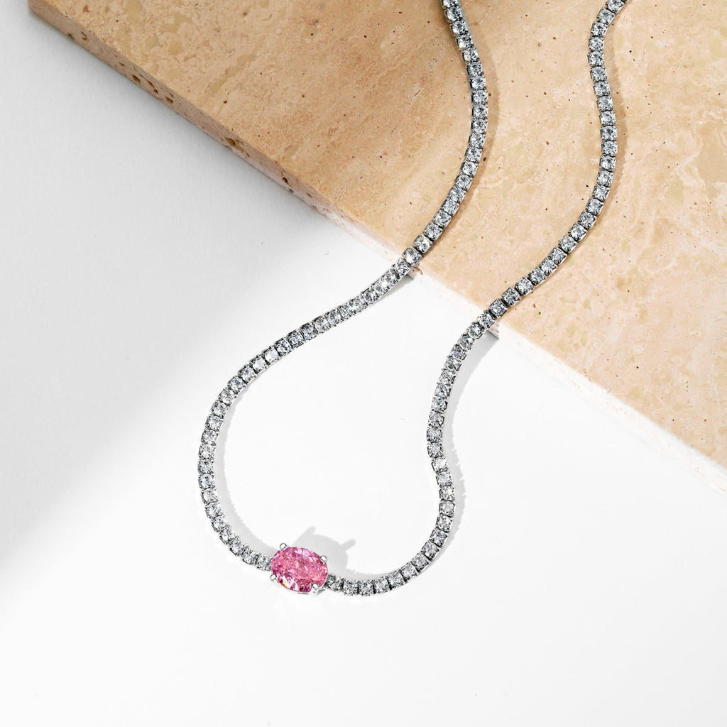 [Clover Jewelry]1.0カラット 輝くオーバルカットネックレス
