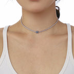 [Clover Jewelry]1.0カラット 輝くオーバルカットネックレス