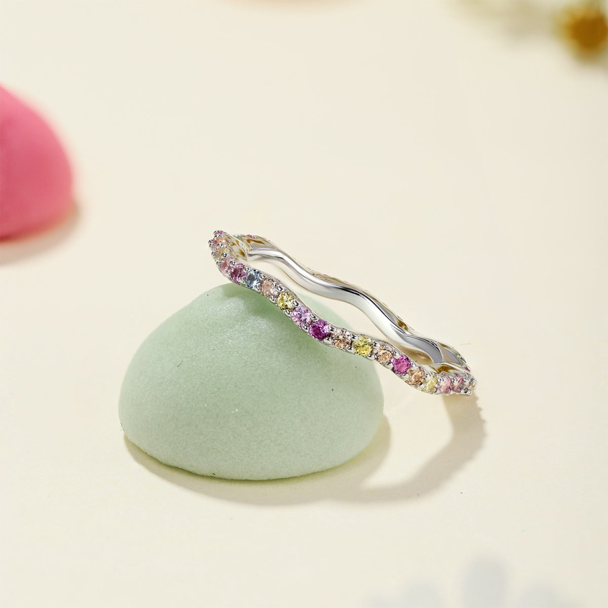 [Clover Jewelry]カラフルなラウンドカットのパーティリング