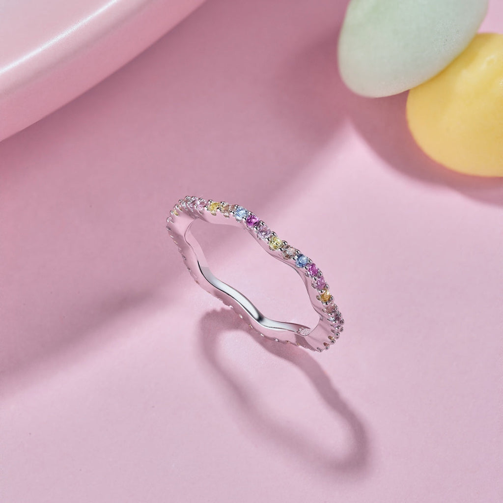 [Clover Jewelry]カラフルなラウンドカットのパーティリング