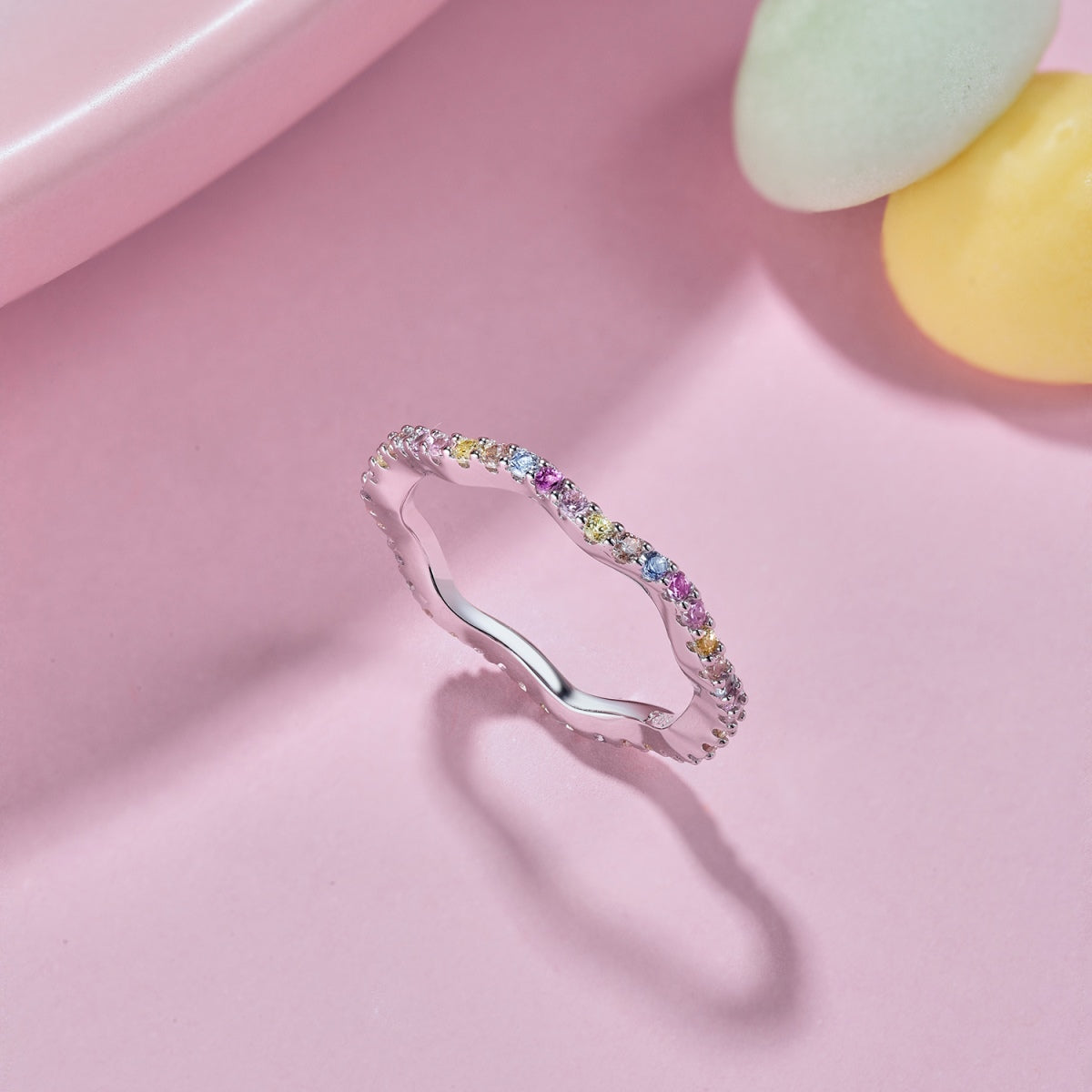 [Clover Jewelry]カラフルなラウンドカットのパーティリング