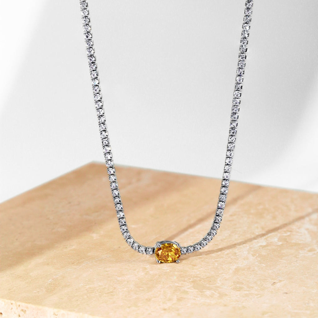 [Clover Jewelry]1.0カラット 輝くオーバルカットネックレス