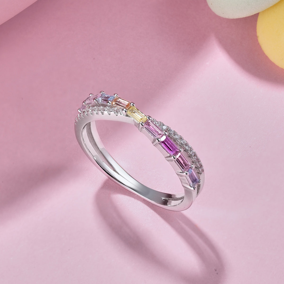 [Clover Jewelry]エネルギッシュなエレガントなラディアントカットパーティリング